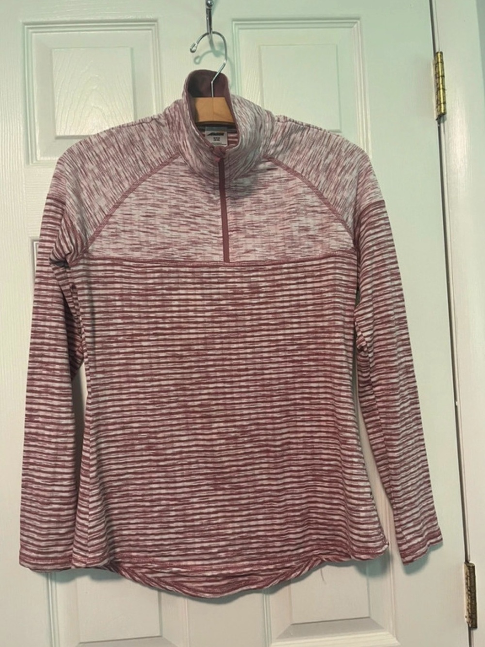 Avia Pink Heather Striped Half-Zip Pullover